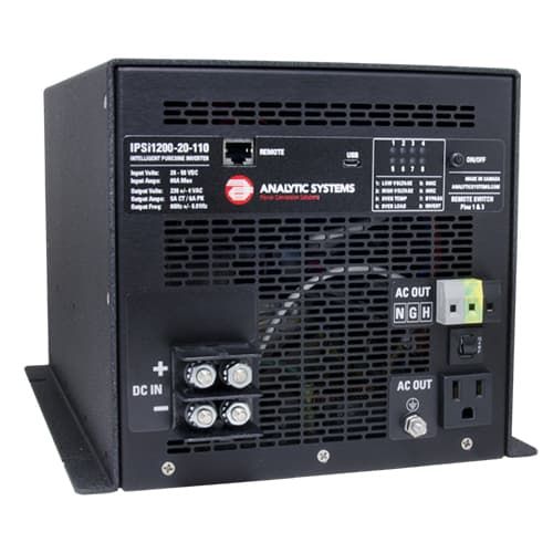 (image for) Analytic Systems, IPSi1200-12-110, 1200 Watt, 10.5-16V In, 110VAC Out, Intelligent PureSine Inverter