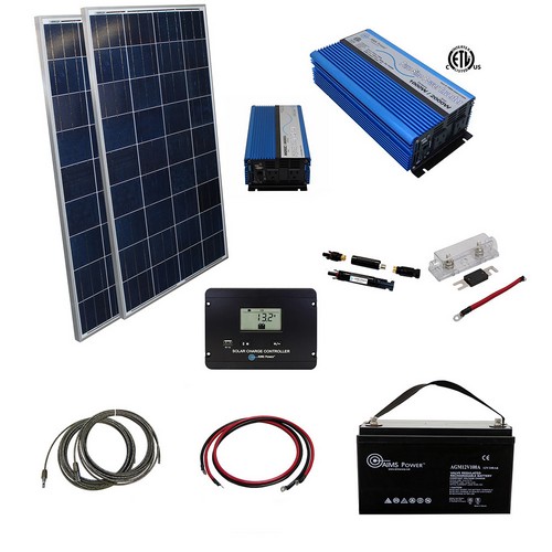 (image for) AIMS Power, KITB-1K12120-A1, 240 Watt Solar Kit-1000 Watt Inverter