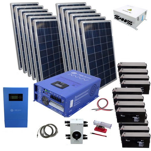 (image for) Aims Power, KID-12K48V3840W, 3960 Watt Solar With 12,000 Watt Pure Sine Power Inverter Charger 48Vdc 120/240Vac Off Grid Kit / Back Up Power