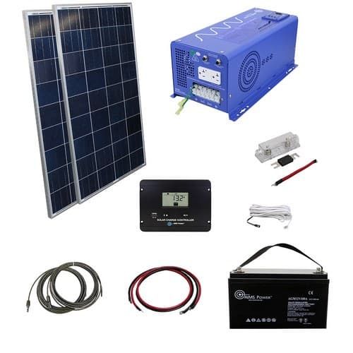 (image for) AIMS Power, KITB-2K12120-A1, 240 Watt Solar Kit - 2000 Watt 12V Inverter Charger