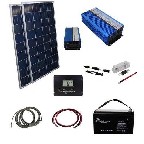 (image for) Aims Power, KITB1K12120A1, 240 Watt Solar Kit-1000 Watt Inverter