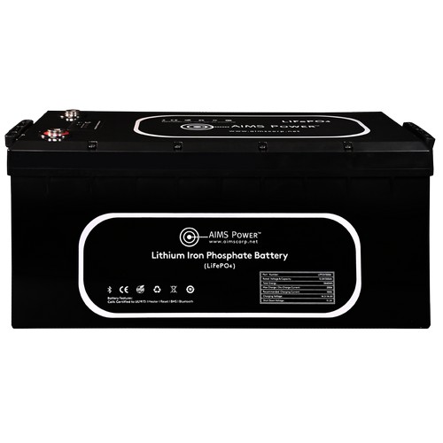 (image for) Aims Power, LFP12V300A, LiFePO4 12 volt 104 AH Lithium Battery - Bluetooth - Wake Up - Heater