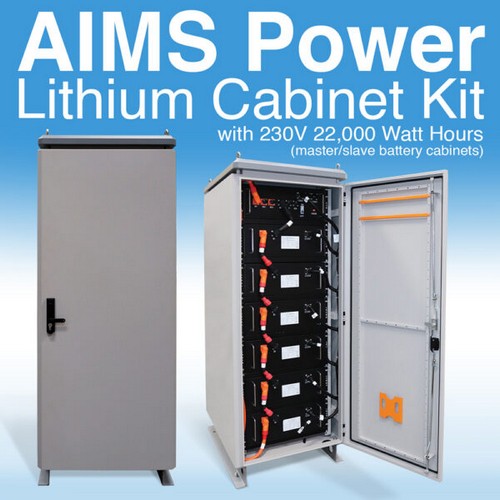 (image for) AIMS Power, KITHY230VBATMS, Set - Dual Lithium Battery Cabinets 230VDC, 44,228 Watt Hours