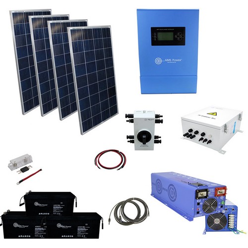 (image for) AIMS Power, KITD-4KW12V760W, 760 Watt Solar With 4000 Watt Pure Sine Power Inverter Charger 12 Vdc 120Vac