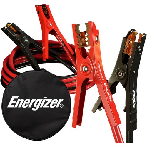 (image for) Energizer, ENB1012, 10 Gauge 12 Foot booster battery cables Industrial grade copper clad aluminum booster cables, Remains flexible even at -40C, PVC coated insulated clamps, 800 Amp Capacity