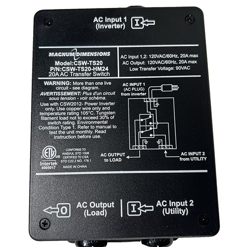 (image for) Magnum Energy, CSW-TS15, Transfer Switch 15A