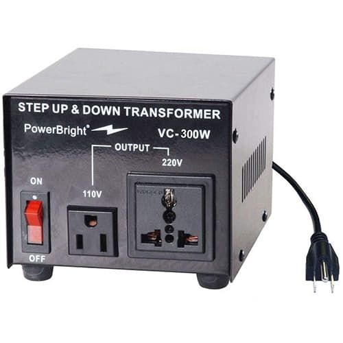 (image for) Power Bright, VC-300W, 300 Watt heavy duty voltage converter for continuous use. This Voltage Converter is to be used in 110 volt countries and 200-220-240V countries