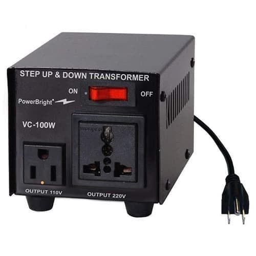 (image for) Power Bright, VC-100W, 100 Watt heavy duty voltage converter for continuous use. This Voltage Converter is to be used in 110 volt countries and 200-220-240V countries