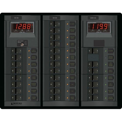Blue Sea Systems, 1219, 12 Volt DC Main + 19 Positions/230 Volt AC Main + 6 Positions (image for) Blue Sea Systems, 1219, 12 Volt DC Main + 19 Positions/230 Volt AC Main + 6 Positions