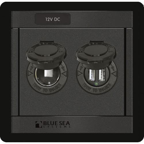(image for) Blue Sea Systems, 1478, 360 Panel - 12V DC Socket and Dual USB Charger