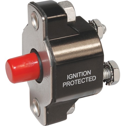 (image for) Blue Sea Systems, 2142, Medium Duty Push Button Reset Only Circuit Breaker - 50A