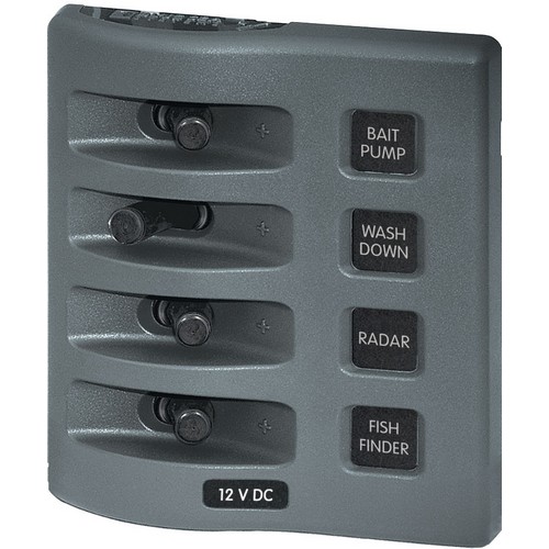 (image for) Blue Sea Systems, 4305, WeatherDeck 12V DC Waterproof Switch Panel - 4 Position