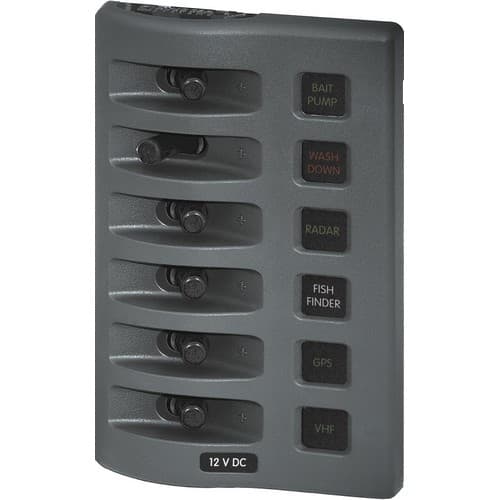 (image for) Blue Sea Systems, 4306, WeatherDeck 12V DC Waterproof Fuse Panel - Gray 6 Positions