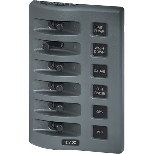 (image for) Blue Sea Systems, 4307, WeatherDeck 12V DC Waterproof Switch Panel - 6 Position