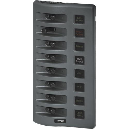 (image for) Blue Sea Systems, 4308, WeatherDeck 12V DC Waterproof Fuse Panel - Gray 8 Positions