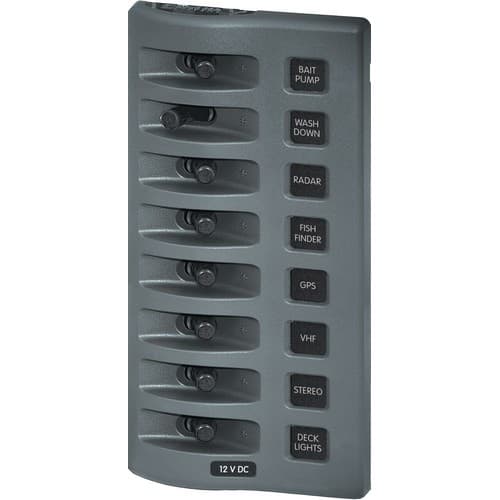 (image for) Blue Sea Systems, 4309, WeatherDeck 12V DC Waterproof Switch Panel - 8 Position