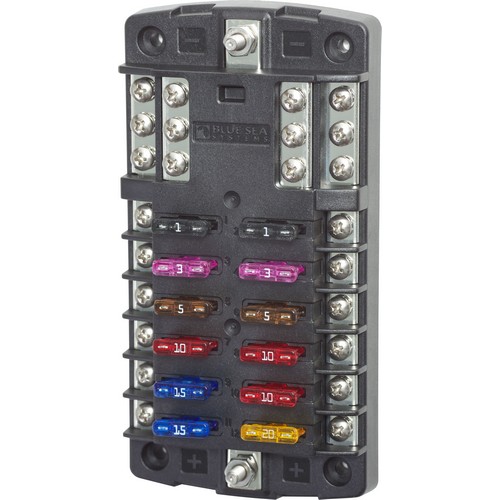 (image for) Blue Sea Systems, 5031, ST Blade Fuse Block - 12 Circuits with Negative Bus