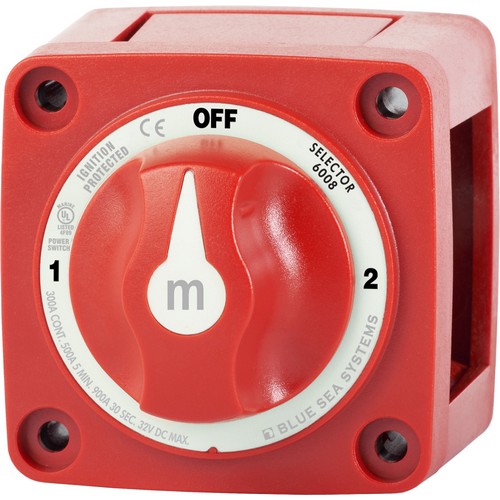 (image for) Blue Sea Systems, 6008, m-Series Selector 3 Position Battery Switch - Red