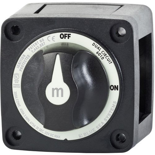 (image for) Blue Sea Systems, 6010200, m-Series Mini Dual Circuit Battery Switch - Black
