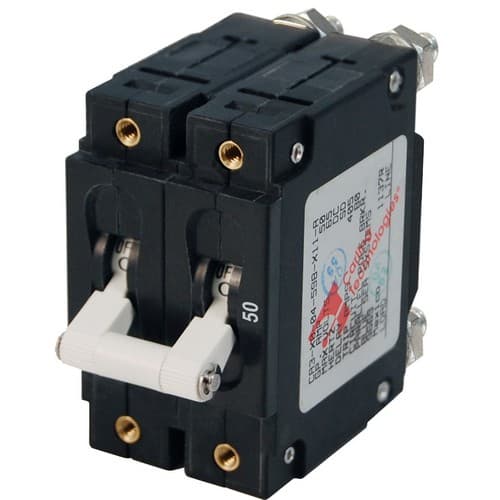 (image for) Blue Sea Systems, 7251, C-Series White Toggle Circuit Breaker - Double Pole 50 Amp