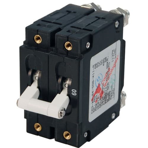 (image for) Blue Sea Systems, 7254, C-Series White Toggle Circuit Breaker - Double Pole 60 Amp