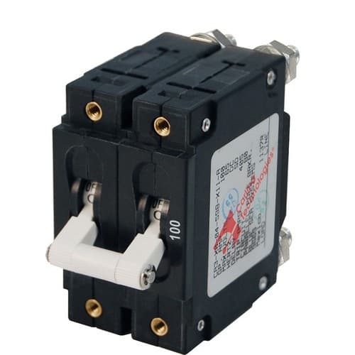 (image for) Blue Sea Systems, 7258, C-Series White Toggle Circuit Breaker - Double Pole 100 Amp