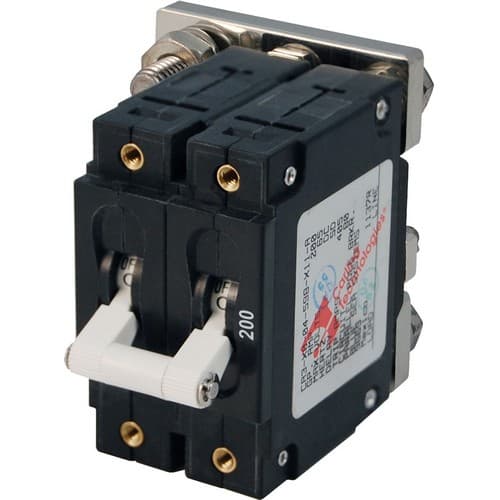 (image for) Blue Sea Systems, 7269, C-Series White Toggle Circuit Breaker - Double Pole 200 Amp