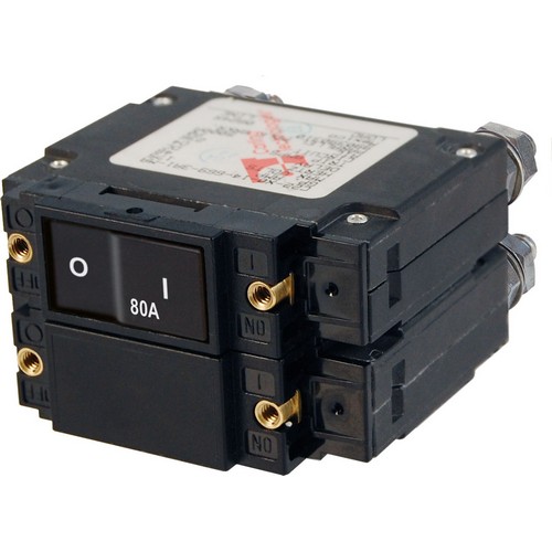 (image for) Blue Sea Systems, 7563, C-Series Flat Rocker Circuit Breaker - Double Pole 80A AC