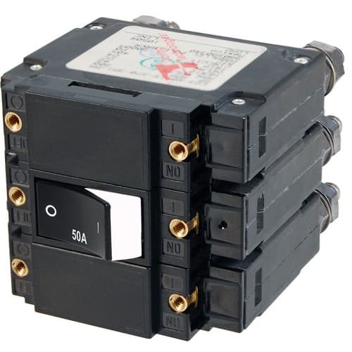 (image for) Blue Sea Systems, 7585, C-Series Raised Rocker Circuit Breaker - Triple Pole 50A AC