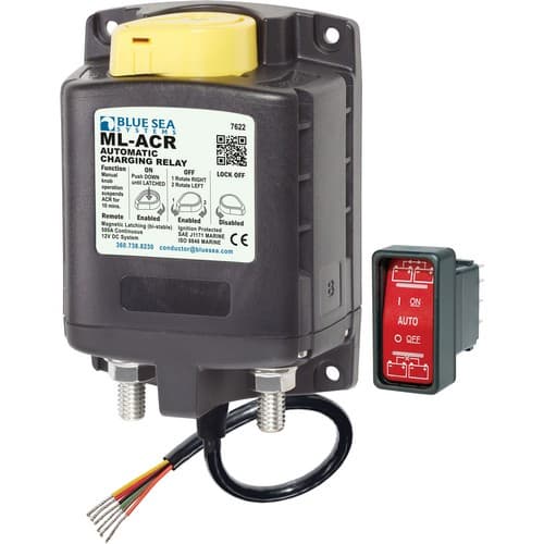 (image for) Blue Sea Systems, 7622, ML-ACR Automatic Charging Relay with Manual Control - 12V DC 500A