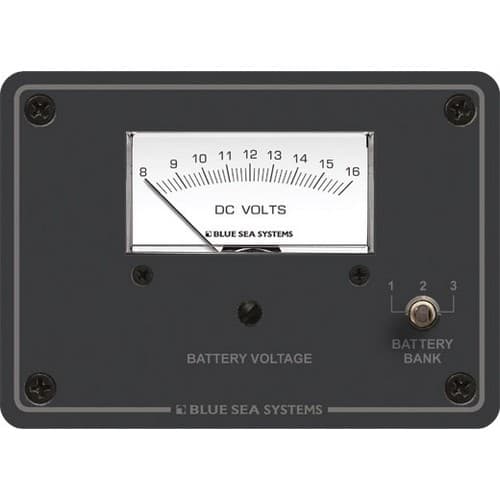 (image for) Blue Sea Systems, 8015, DC analog Voltmeter Panel - 8 to 16V DC