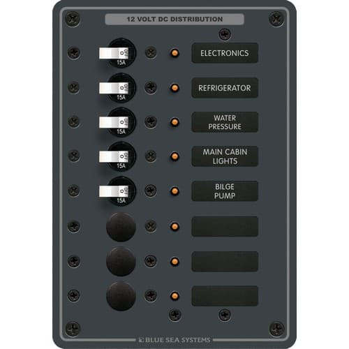 (image for) Blue Sea Systems, 8023, Traditional Metal DC Panel - 8 Positions