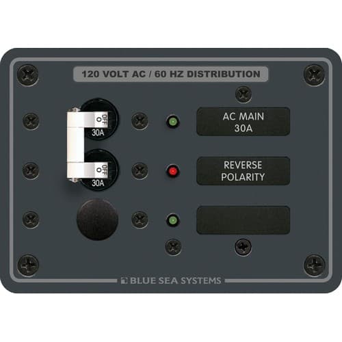 (image for) Blue Sea Systems, 8029, Traditional Metal Panel - AC Main + 1 Positions