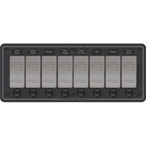 (image for) Blue Sea Systems, 8261, Contura Water Resistant 12V DC Panel - 8 Position