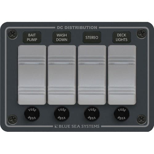 (image for) Blue Sea Systems, 8262, Contura Water Resistant 12V DC Panel - 4 Position