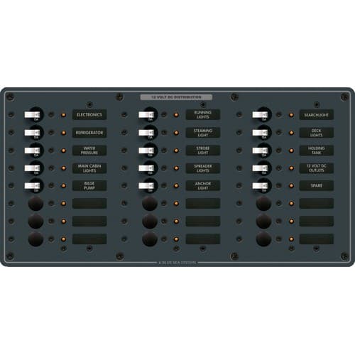 (image for) Blue Sea Systems, 8264, Traditional Metal DC Panel - 24 Positions