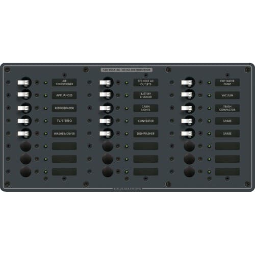 (image for) Blue Sea Systems, 8265, Traditional Metal AC Panel - 24 Positions