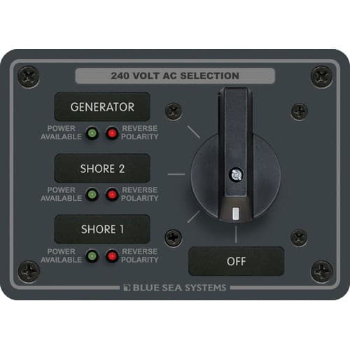 (image for) Blue Sea Systems, 8361, AC Rotary Switch Panel 65 Ampere 3 positions + OFF, 3 Pole