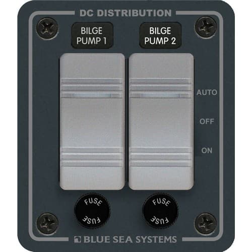 (image for) Blue Sea Systems, 8664, Contura Water-Resistant DC Panel - Bilge Pump Control 2 Position