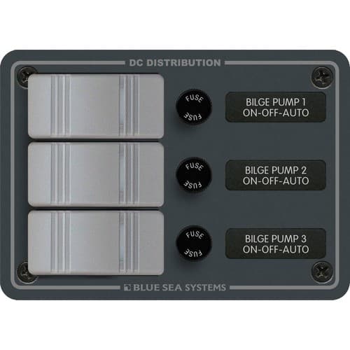 (image for) Blue Sea Systems, 8665, Contura Water-Resistant DC Panel - Bilge Pump Control 3 Position
