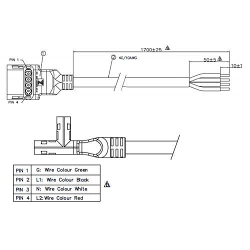 (image for) Chilicon Power, CP-MTC-JBOX, 1.7m T-Junction to Open End 10AWG