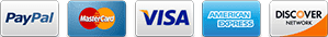 We Accept Paypal, Mastercard, Visa, American Exress and Discover.  Other methods of payment available