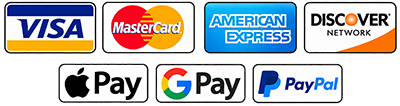 We Accept Paypal, Mastercard, Visa, American Exress and Discover.  Other methods of payment available