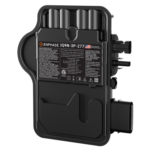 (image for) Enphase, IQ9N-3P-277-A-DOM-US, microinverter, 427 VA peak power, 480V AC output with 4 pin AC connector compatible with Enphase QD cabling; and MC4 Bulkhead for DC input for US market. 