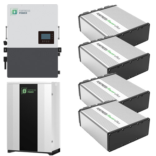 (image for) Fortress Power, Envy10KW4-DuraRack, Solar hybrid Envy inverter (10KW Continuous, 15KW Peak, 13KW Max PV Input) with 4 eFlex 5.4 units total storage 21.6KWh, 10 year warranty