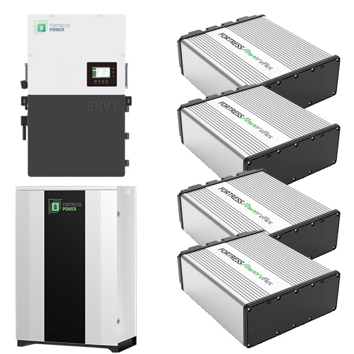 (image for) Fortress Power, Envy12KW4-DuraRack, Solar hybrid Envy Inverter (12KW Continuous, 18KW Peak, 21KW Max PV Input) with 4 eFlex units total storage 21.6KWh, 10 year warranty