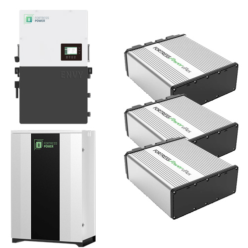 (image for) Fortress Power, Envy12KW3-DuraRack, Solar hybrid Envy Inverter (12KW Continuous, 18KW Peak, 21KW Max PV Input) with 3 eFlex 5.4 units total storage 16.2KWh, 10 year warranty