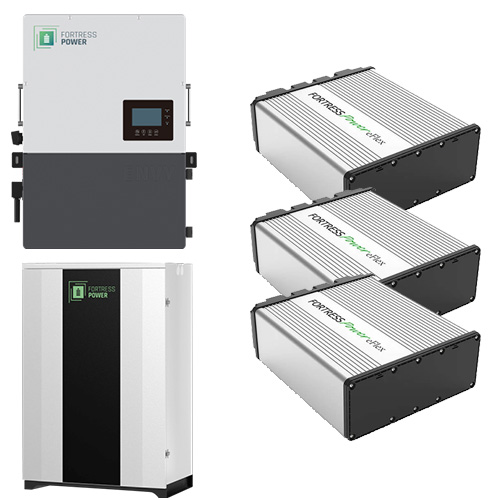 (image for) Fortress Power, Envy10KW3-DuraRack, Solar hybrid Envy inverter (10KW Continuous, 15KW Peak, 13KW Max PV Input) with 3 eFlex 5.4 units total storage 16.2KWh, 10 year warranty