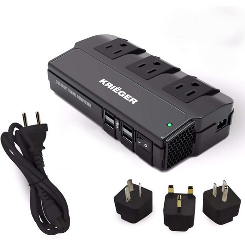 (image for) Krieger, KRV200, 200W Power Converter Steps Down 220V to 110V Allows you to Connect American 110V Devices Overseas KRV200 200 Watt Transformer with 4x USB ports.