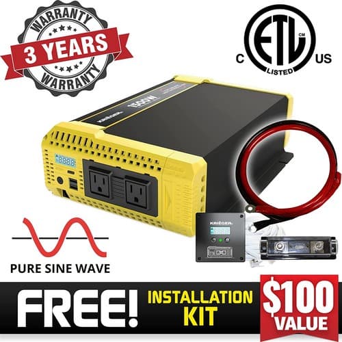 Pure Sine 1500 Watt Power Inverter 12 Volt DC to 120V AC